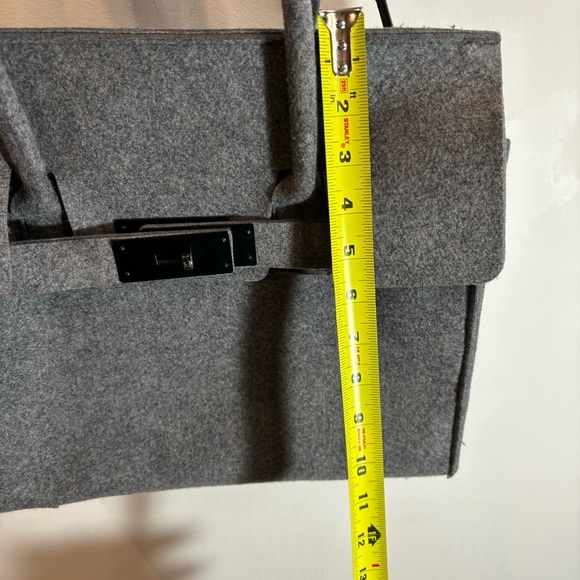 HANDBAG CROSSBODY Made of Felt with A Metal Clasp Birkin Style No Brand NWOT - Picture 10 of 11